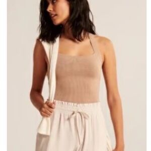 WHITE Crossback Sweater-Knit Bodysuit